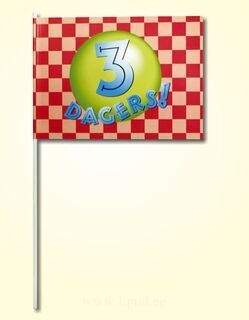 Hand flag 20x30cm, includes three color print, with wooden stick